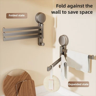 No Need To Drill Suction Cup Rotating Towel Rack Kitchen Storage Rack  Toilet - Image 1 of 4