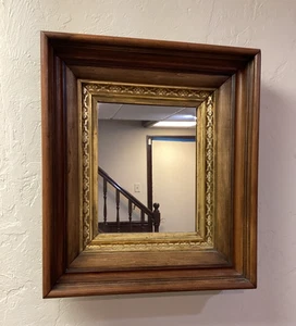 "Antiguo marco de fotos dorado nogal profundo bien con espejo 17"" X 15""" - Imagen 1 de 15