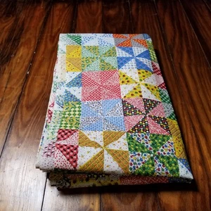 Vtg Fabric With Pinwheel And Patchwork Star Design Paisley 224" × 34" STZ - Picture 1 of 8