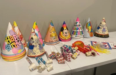 Vtg  Pound Puppies Birthday Party Hats Mickey Mouse Critter Sitters Batman 1984 - Image 1 of 4