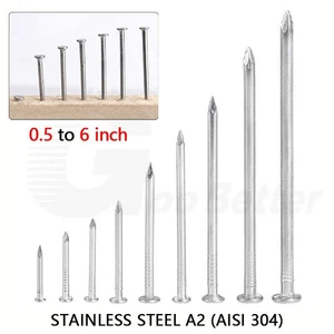 Edelstahl Flachkopf Holznägel 0,5 bis 6 Zoll Zimmerei Metallstifte Zum Selbermachen 304 - Bild 1 von 1