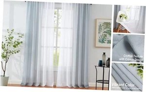 Grey Ombre Chiffon Sheer Curtains 84 Inch Long for Living Room Bedroom Decor, - Picture 1 of 7