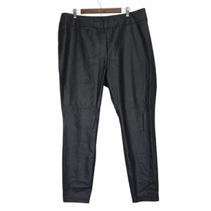 New York & Company Faux Leather Pull On Pants Women Size XXL Black Stretch - Picture 1 of 9