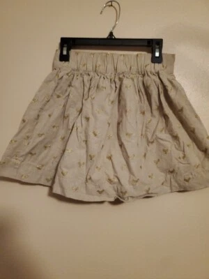Lilly Pulitzer girl beige gold BIRD print ruffle skirt  holiday EUC size 8 - Image 1 of 3