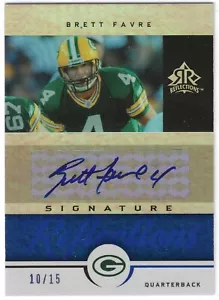2005 Upper Deck Reflections Brett Favre Blue Auto /15 SSP - Picture 1 of 2