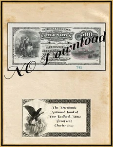 COPY 1865  Proof  $500 Merchants Natl Bank of New Bedford Massachusetts CH#743 - Picture 1 of 1