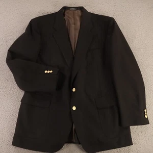 VINTAGE Hopsack Jacke XL XLT schwarz Polyester Wolle Blazer Metallknöpfe 46 L - Bild 1 von 16