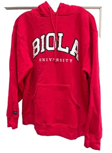 Vintage JanSport RED Pull-over Biola University HOODIE SWEATSHIRT Med NWOT - Picture 1 of 5