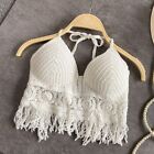 Apricot Halter Swimsuit Bra Tank Top for Women's Crochet Knit Beach Holiday