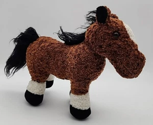 Battat Horse Pony Brown Black Mane Tail White Clydesdale Plush Stuffed Toy 9" - Picture 1 of 5