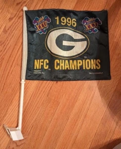 Vintage 1996 Green Bay Packers NFC Champions Car Flag Super Bowl XXXI - Picture 1 of 2