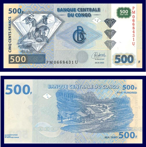 Congo Democratic Republic 500 Francs, 2022,  UNC  NEW GOVERNOR Cover
