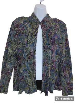 Talla 16 (L) MSK PEACOCK Colores Chaqueta Floral Metálica Tejido Texturizado Cárdigan Top Foto 1 de 4
