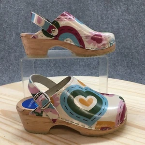 Cape Clogs Youth 3 White Pink Heart Slingback Round Toe Slip On Casual Comfort - Picture 1 of 17