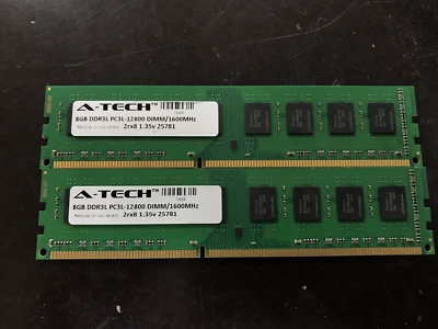 A-Tech 16GB (2X8GB) 2rx8 PC3L-12800 DDR3L-1600 DESKTOP RAM - Image 1 of 2