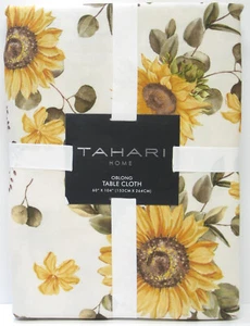 Tahari Home Tischdecke Sonnenblumen gelb gold grün elfenbein 60" x 104" - Bild 1 von 1