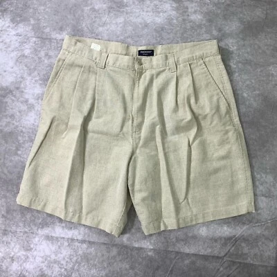 Pantalones Cortos Dockers Para Hombre 38 Mezcla de Lino Beige Plisado Chino Caqui De Colección 1999 Foto 1 de 4