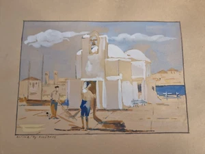 AEGINA SAINT NICHOLAS THE THALASSINOS WATERCOLOR. NOT SIGNED. - Picture 1 of 8