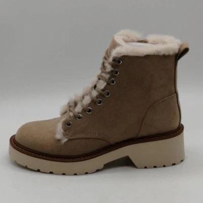 Madden Girl Womens Carra Winter Boots Beige Platform Heels Faux Fur 5.5 M New - Image 1 of 4
