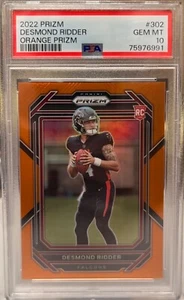 2022 Panini Prizm Desmond Ridder💥 Orange Prizm RC /249 PSA 10 GEM MINT Falcons - Picture 1 of 2