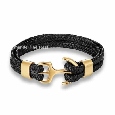 MENDEL Cool 8 Inch Mens Black Stainless Steel Nautical Beach Anchor Bracelet Men - Image 1 of 4