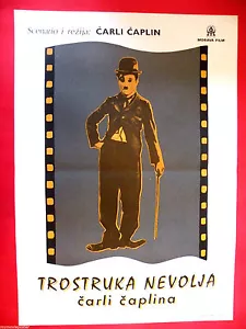 TRIPLE GUAIS anni 60 CHARLES CHAPLIN RARO POSTER FILM EXYU - Foto 1 di 1