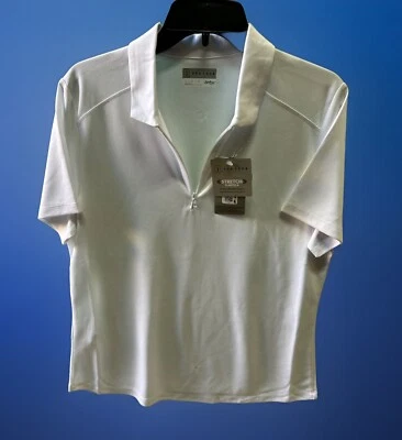 全新带标签,PGA Tour,白色 Dri-Fit,短袖,1/4 拉链 Polo-女式大号 Airflux — 第 1/4 张图片
