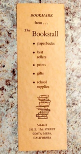 Vintage paper bookmark from The Bookstall, Costa Mesa, California - Picture 1 of 1