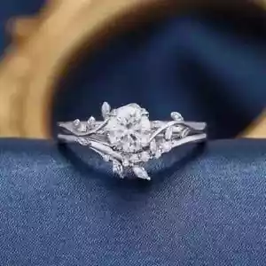 2Ct Round Lab-Created Diamond Bridal Set Wedding Ring 14k White Gold Plated - Picture 1 of 5