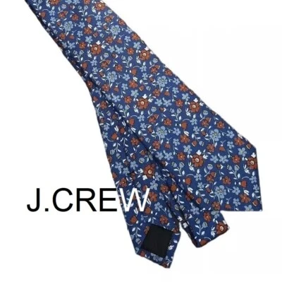 Corbata cuello seda J.CREW floral azul marrón blanco Ludlow 3" delgada flores clásicas nueva con etiquetas Foto 1 de 4