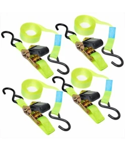 Sangle d'arrimage avec tendeur à cliquet + 2 crochets 5 mètres lot de 4 pièces - Imagen 1 de 1