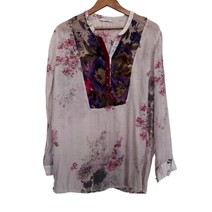 Soft Surroundings Women’s Sz L Aria Tunic Top Gauzy Floral Print - Picture 1 of 6