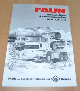 1987 Faun Herkules RT-S Ballast Tractor Datos técnicos Truck Brochure Folleto - Imagen 1 de 3