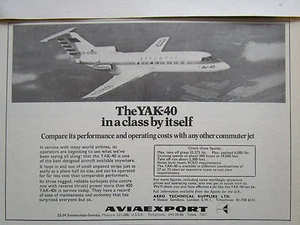 7/1974 PUB AVIAEXPORT URSS MOSCOU CCCP YAK-40 AEROFLOT SOVIET AIRLINES AD - Picture 1 of 1