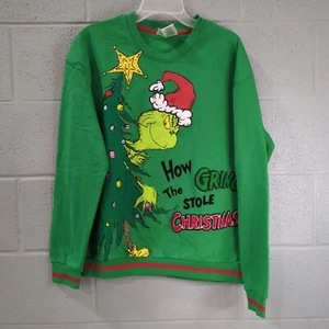 Grinch Adult Unisex Size Large Holiday Themed Embroidery Sweatshirt R2-A - Picture 1 of 14