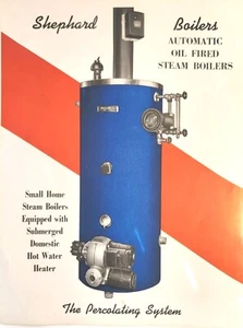 Folleto publicitario de calentador de agua automático de aceite Shephard Heaters - Imagen 1 de 3