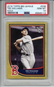 2018 TOPPS BIG LEAGUE GOLD #338 TED WILLIAMS BASEBALL CARD RED SOX PSA 10 RARE - Picture 1 of 2