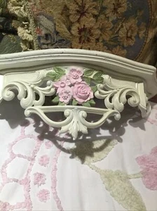 Wall White SHELF Roses Painted Pink chic shabby vintage cottage Part A - Picture 1 of 11