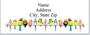 Personalized Address Labels Row of Colorful Birds (bx 830) - Picture 1 of 3