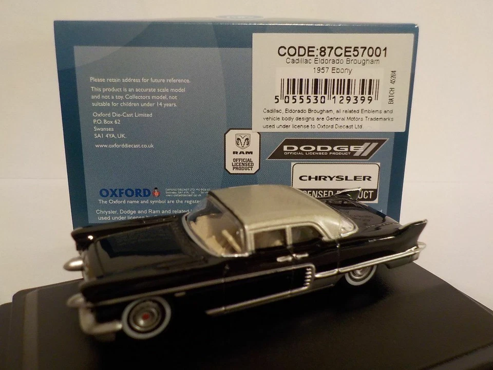 Model Car, Cadillac Eldorado Brougham - 1957 Black, 1/87 New Oxford 87CE57001 - Image 1 of 1