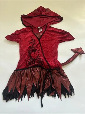 Disfraz de Halloween Terciopelo Con Capucha Diablo Vestido Niños Niñas Pequeño Vestir Foto 1 de 4