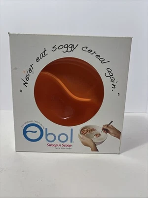 OBOL The Original Never Soggy Cereal Bowl ORANGE. Keep Your Food Separate - Image 1 of 3