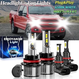 For Ford F-150 Heritage 2004 10000K LED Headlight Hi/Lo + Fog Light Bulbs 4x - Picture 1 of 16