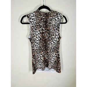 White House Black Market Top Sleeveless Mock Neck Animal Print Blouse Small - Picture 1 of 6