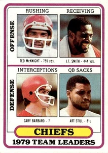 1980 Topps Ted McKnight/J.T. Smith/Gary Barbaro/Art Still Kansas City Chiefs #39 - Picture 1 of 2