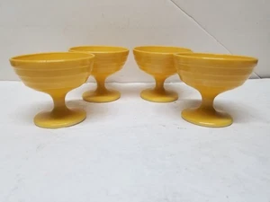 4 HAZEL ATLAS MODERNTONE PLATONITE YELLOW SHERBET DESSERT DISHES 3 1/8" - Picture 1 of 5