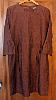 Poetry Dress Womens US 14 Rust Black Linen Wool Pockets Academia Lagenlook EUC - Image 1 of 4