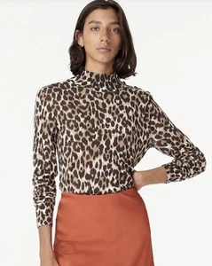 J CREW Damen Seidenmischung Schulter-Knopf Pullover in Leopardenmuster Gr.XS Neu mit Etikett - Bild 1 von 15