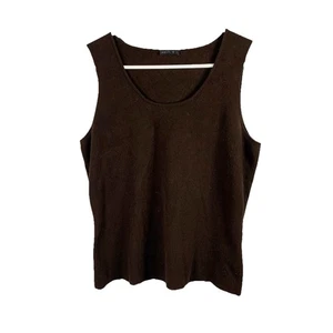 Camiseta sin mangas Lafayette 148 Shell marrón para mujer talla M cápsula tejida trabajo minimalista - Imagen 1 de 8