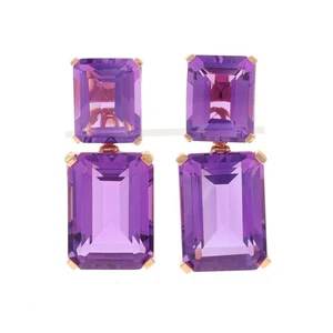 Oro Rosa Amatista Potenciador Pendientes - 18k Emerald 18.25ctw Convertir - Imagen 1 de 8